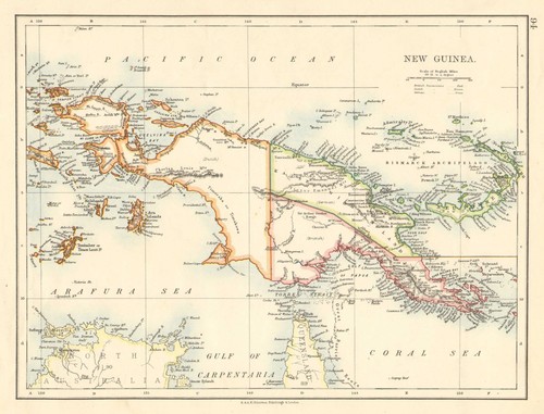 COLONIAL NEW GUINEA. Kaiser Wilhelm Land. British & Dutch New Guinea 1906 map