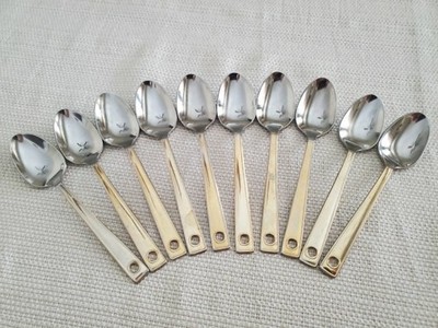 Inoxpran 10 Stainless Steel 18/10 Gold Tone 5  Spoons Demitasse Espresso Coffee