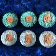 Lot Of 6 1972 St Clair Paperweight Sitting Bull, Yellow Hand, Geronimo  Tecumseh