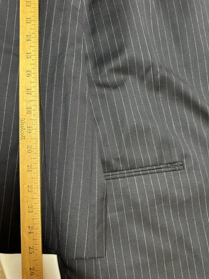 Joseph And Feiss Mens Blue Gray Pinstripe 100% Wool 60l Pants 58x26.5 Big - Image 4 of 4