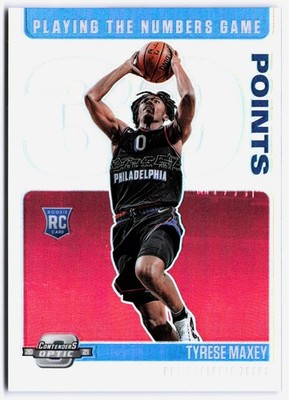 2020-21 Panini Contenders Optic - Playing the Numbers Game Tyrese Maxey #21 (RC)