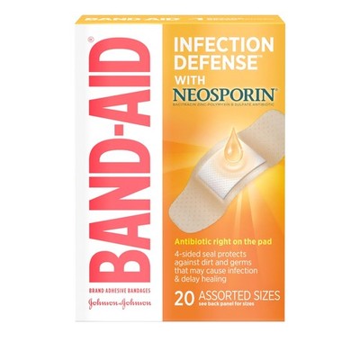 Band-Aid Brand Adhesive Bandages Infection Defense with Neosporin  20 ct