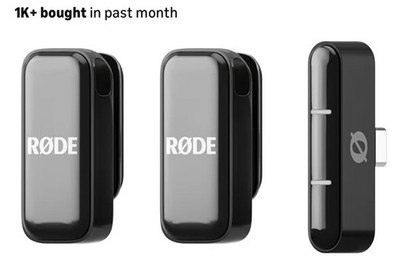 RØDE Wireless Micro - Compact Wireless Microphone, Two Mics W Charging Case-Blk