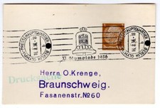 DR-3.REICH OLYMPIADE 1936 Machine Tampon Sur Mini-Document (CA0956)