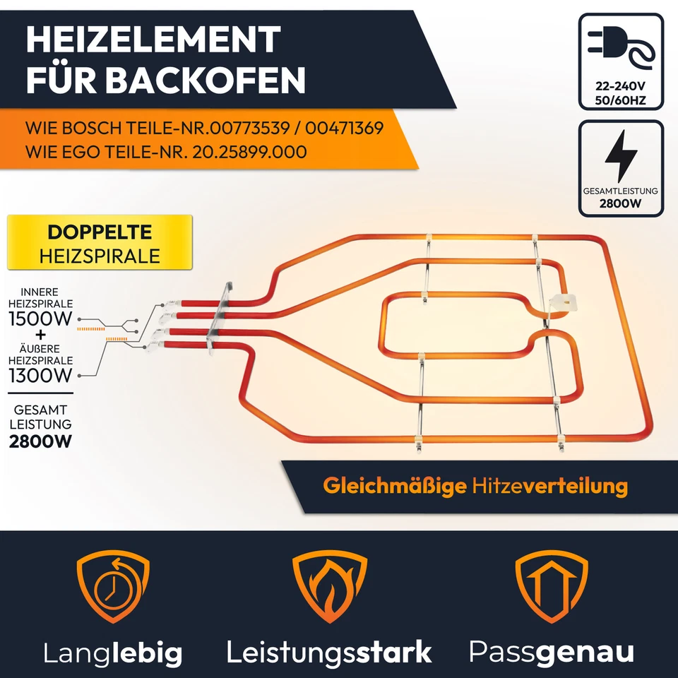 Heizung geeignet für Siemens Bosch Neff Constructa 00773539 00471369 Backofen AT - Bild 2 von 4