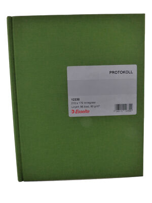 Esselte Protokoll Buch ca. A5 mit Register liniert 96 Blatt 80g/qm Leinen grün