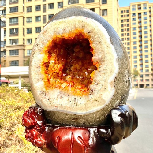 31.24LB Natural citrine cave citrine cluster dinosaur egg decoration+bracket - 第 14/20 張圖片