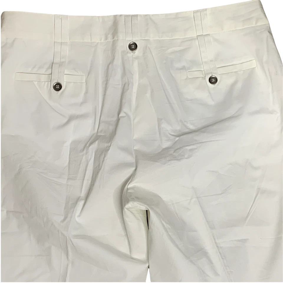 Pantalones Capri Margaret M Cintura Alta 14 Bolsillos Blancos Cinturón Lazos Botones Cremallera  Foto 4 de 4