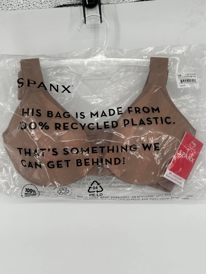 NUEVO Sujetador Spanx BRA-LLELUJAH Illusion Encaje Cobertura Completa Café Vintage Rosa Talla 36C Foto 3 de 3