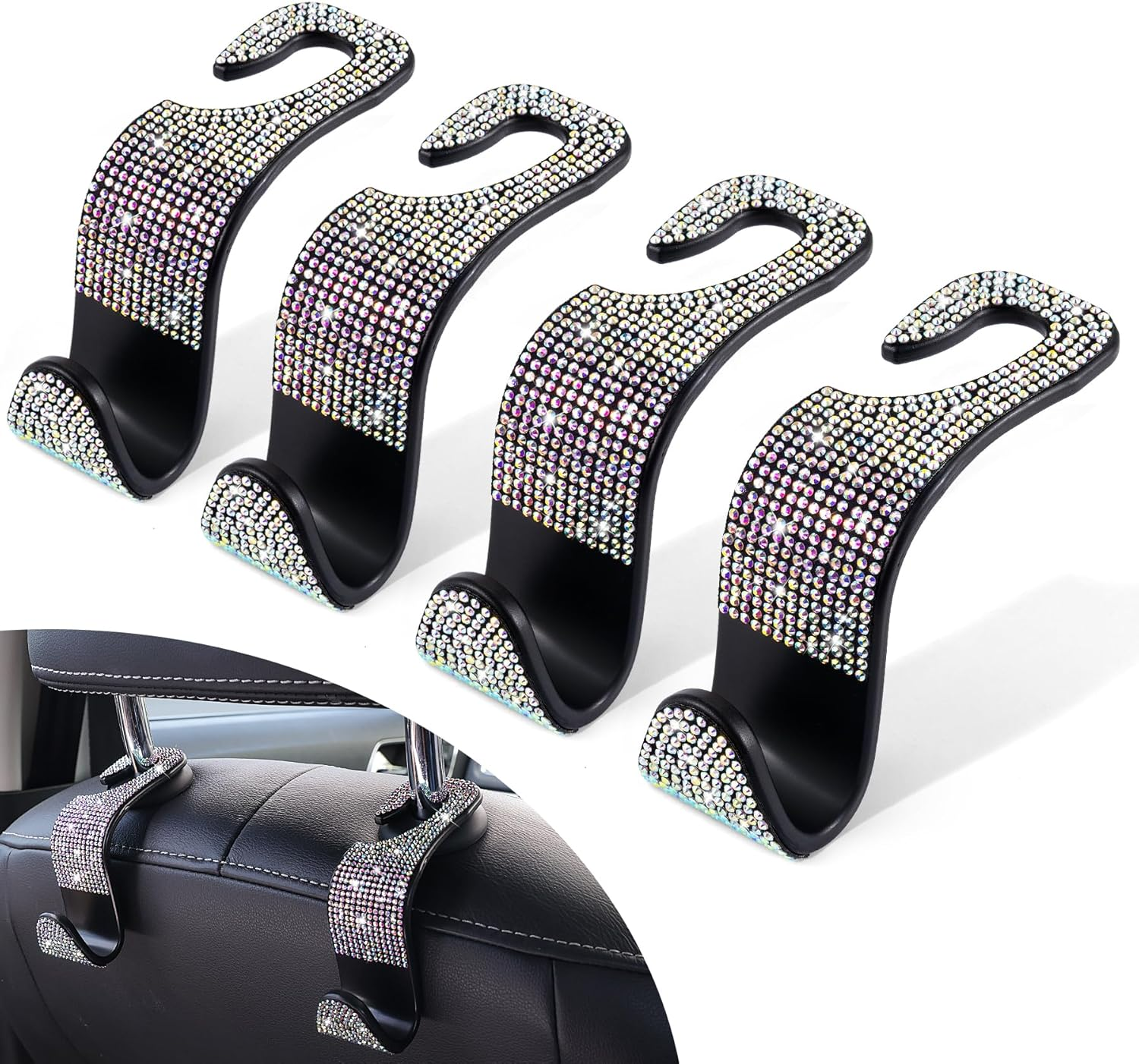 Car Seat Headrest Hook, Auto Seat Hook Hangers Storage Organizer Interior Acc...