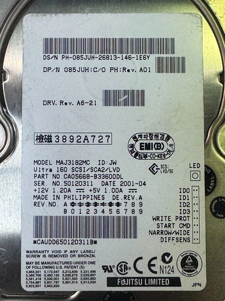 Dell 85JUH MAJ3182MC 18GB 10K RPM 4MB 80-Pin Ultra-160 SCSI HDD 3.5" - Image 2 of 4