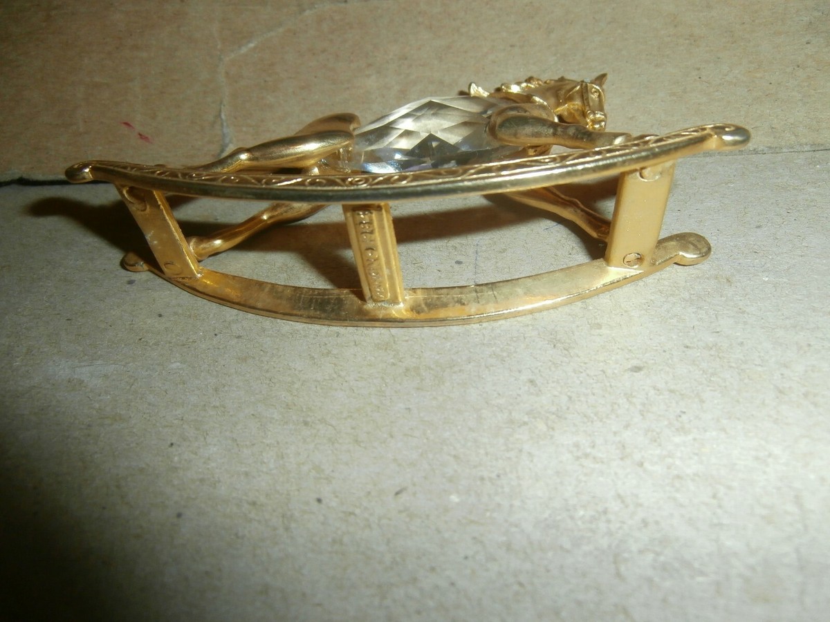 Vintage Manon 1984 Gold Tone Metal Rocking Horse Figure w