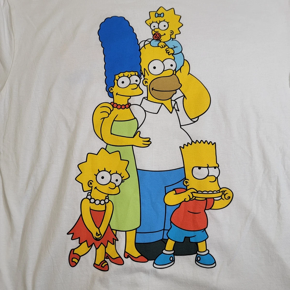 The Simpsons Bart Homer Marge Lisa Maggie Simpson White T Shirt XL