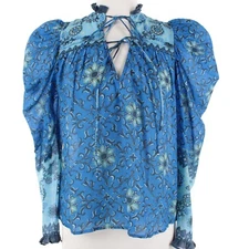 Love the Label NWT Cosette Long Sleeve Printed Top Size Small in Miriam Blue