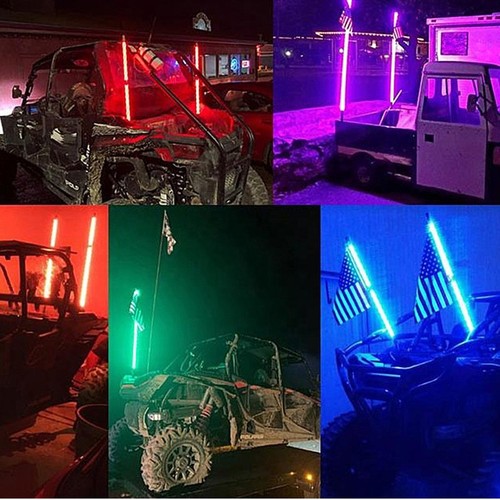 4ft RGB Spiral LED Whip Light for UTV ATV Accessories RZR Can-Am Polaris Antenna - Picture 10 of 11