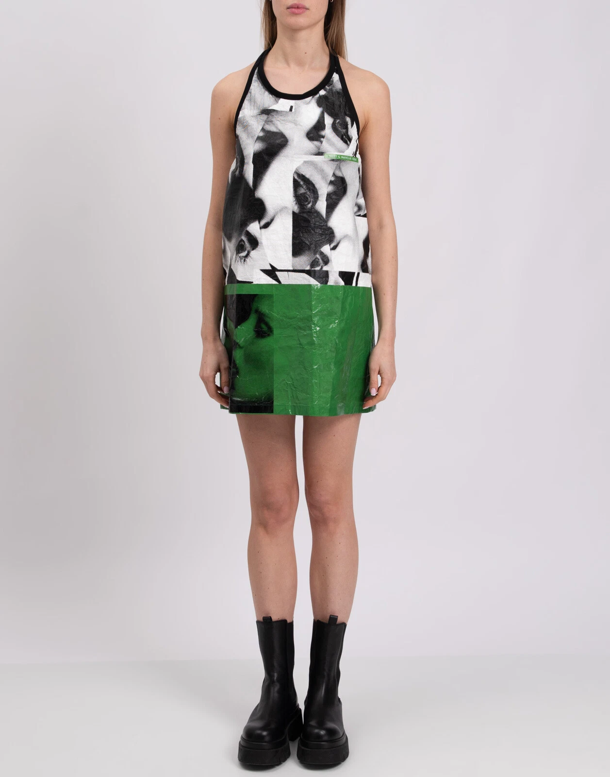RRP €730 DSQUARED2 MERT & MARCUS 1994 Tyvek abito a trapezio IT36 US0 UK4 XXS bacio