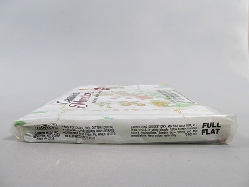 Cannon Monticello Full Flat Sheet Greenhouse Perennial Floral Vintage 70s NOS - Picture 3 of 3