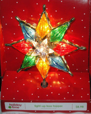 NOS Holiday Time Christmas Tree Topper 8 Point Star Light-Up in Box