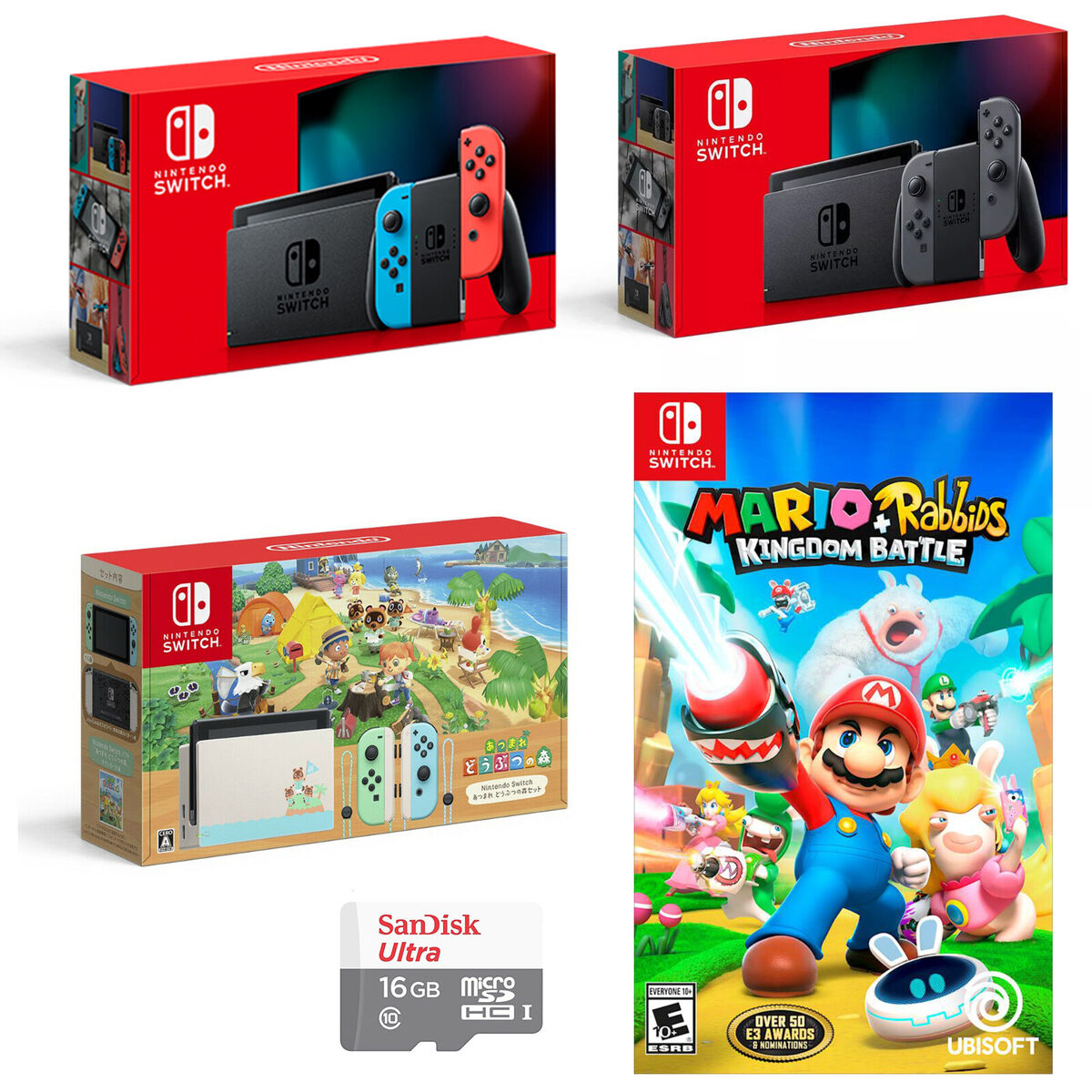 NEW Nintendo Switch SUPER MARIO BUNDLE PICK 1 GAME + FREE MARIO RABBIDS &  MORE!