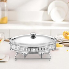 3L Oval Chafing Dish Food Warmer Glass Pan Hot Plate For Buffet Banquet Party