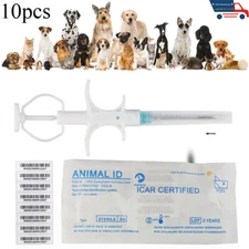 10Pcs 1.25x7mm Pet Cats Dog ID Microchip FDX-B ISO Animal Cow RFID Implant Chip