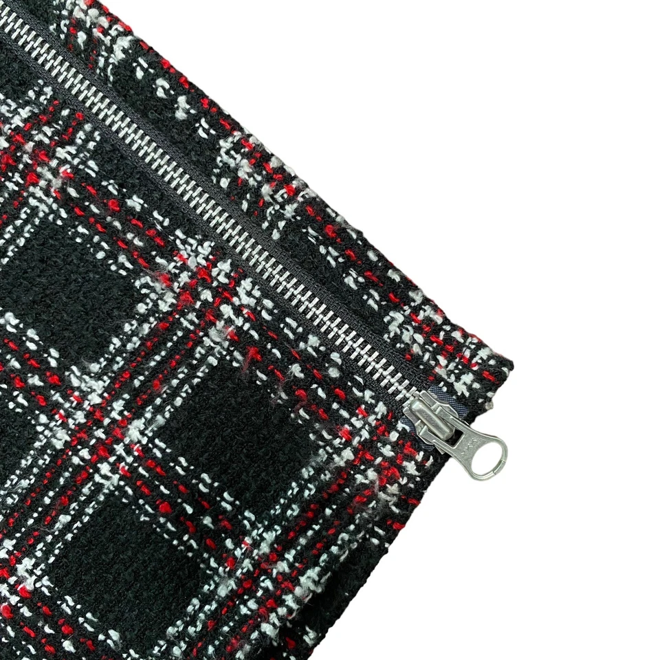 Switchblade Stiletto Pencil Skirt Women's Medium Black Red Plaid Full Zip NEW - Image 2 of 4