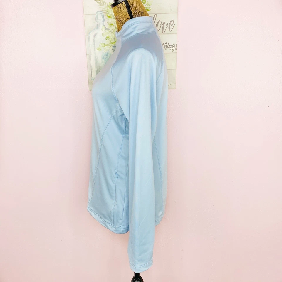 Sudadera pulóver de nailon con cuello falso Jockey para mujer grande azul manga larga Foto 2 de 4