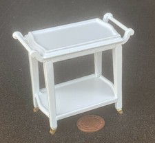 Dolls House Serving Trolley White Painted Wooden 2 Tier Tea 1:12 Scale 04 tumdee