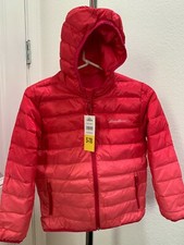 New Eddie Bauer Youth Reversible Down Jacket, Pink Ombre/Red Size XS / S /M / L