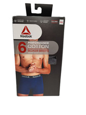 Reebok Performance Cotton Multi Colors Boxer Briefs w/Easy Fly Size 2XL NEW