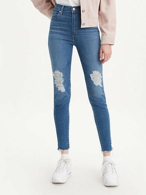 New Levis Womens Mile High Super Skinny Denim Ripped Blue Jeans 6 Med / 28  x 30 | eBay