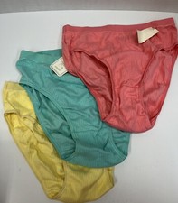 Rene Rofe VINTAGE 90 s Stretch Cotton High Cut Brief Panties 3 Pk Sz 6 Med