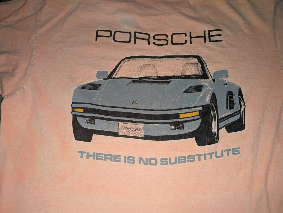 Porsche 930 1989 nariz inclinada turbo vintage puntada única camiseta grande para hombre Foto 3 de 4