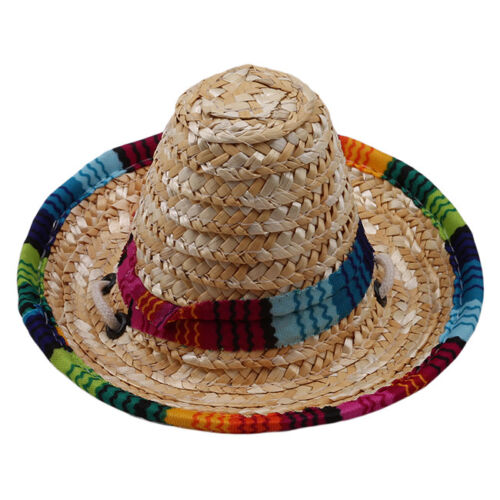 Portable Sombrero Sun Hat Beach Party Straw Hats Dogs Mexican For Mini Pet BS - Picture 1 of 7