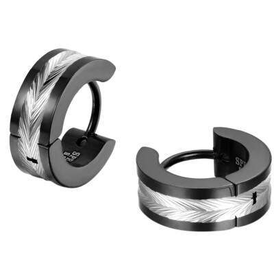 2Pcs Stainless Steel Hinged Hoop Huggie Snap on Earrings Men's Jewelry