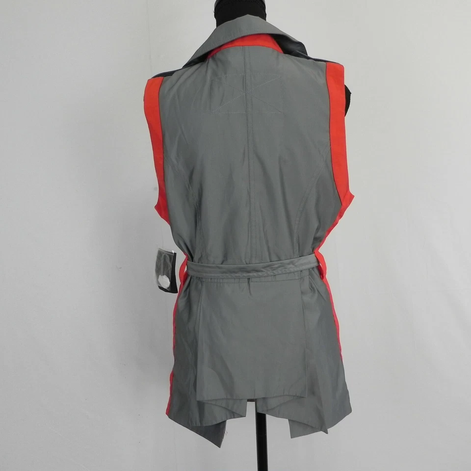 GET Chaqueta Mujer Gabardina Mediana Chaleco Cinturón Cuello Gris Sin Mangas Nuevo con Etiquetas Foto 3 de 4