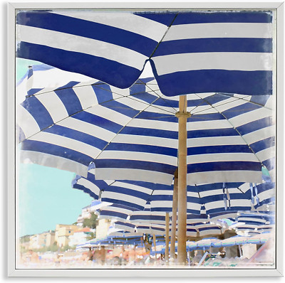 Under Beach Umbrellas Framed Giclee Art by Charlie Carter, 17x17 Inches