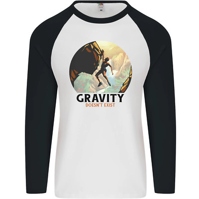 Rock Climbing Gravity Exists Nicht Kletterer Herren L/S Baseball Maglietta