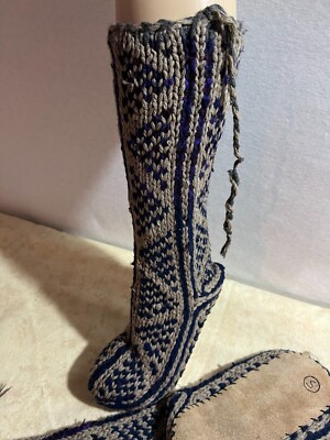 NWOT MUK LUKS House Cabin Slippers Socks Handmade Sand - Main Image