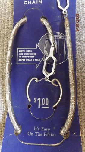 Antique POCKET KEY WATCH Expansion CHAIN - W.S. McIntyre - Mint On Card - Picture 2 of 5