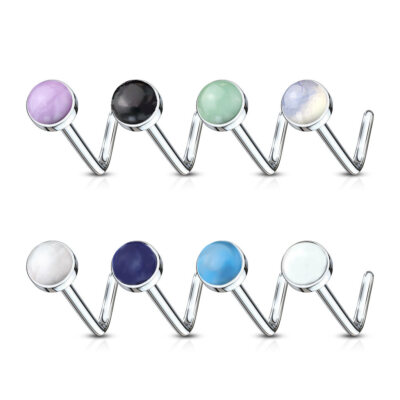 Nasenpiercing Stecker Stein Nasenstecker Piercing Stud L-Form Edelstein 3 mm