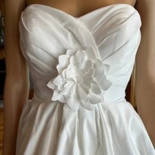 Oleg Cassini Ivory Taffeta Strapless High Low Wedding Gown Bridal Dress Size 2