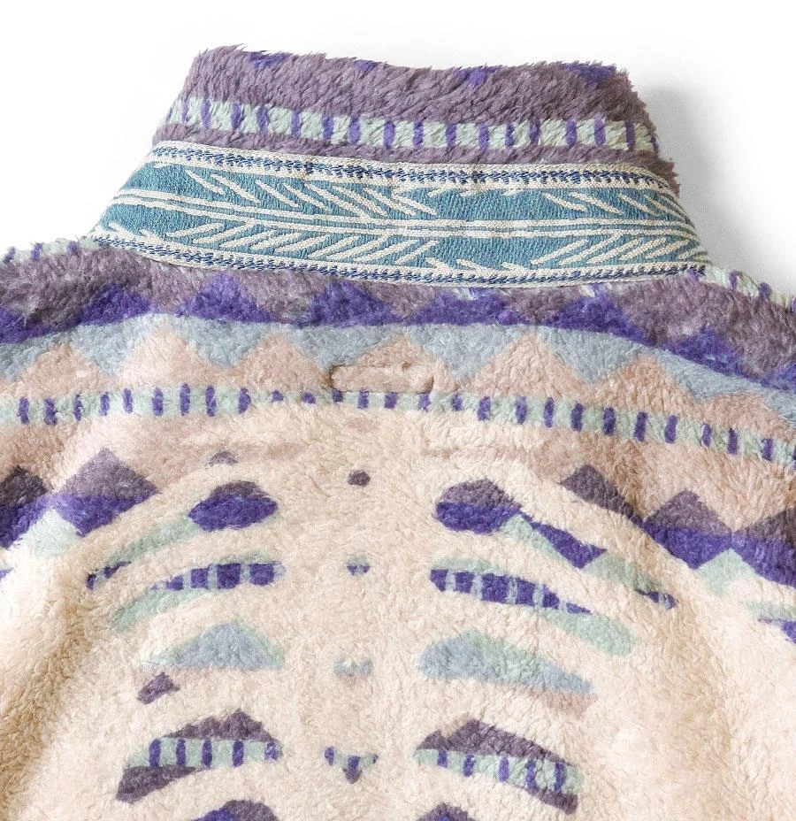 KAPITAL ashland stripe bone light fleece zip up blouson new purple - Image 4 of 4