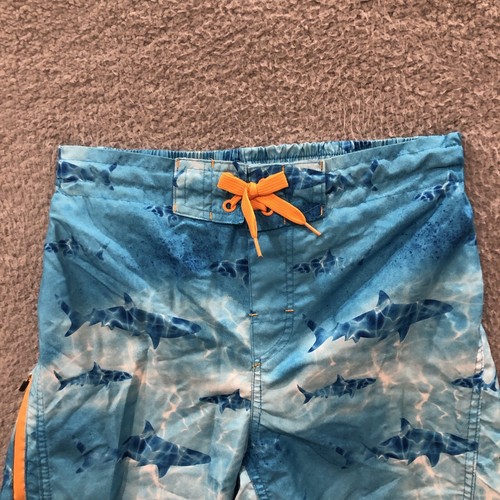 laguna board shorts Boys Large 14-16 Light Blue Shark Print Swim Summer Pool - Picture 8 of 18