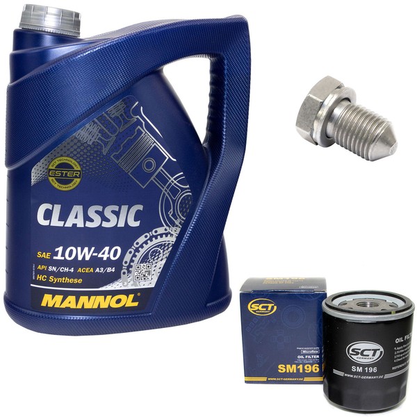 MotoröL ÖLfilter SM196 10W40 5 Liter + ÖLablassschraube FüR Seat Arosa VW Lupo-image