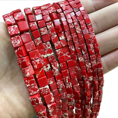Natural 4/6/8mm Square Gemstone Loose Spacer Beads for Jewelry DIY Making 15.5'' - Bild 31 von 49