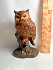 Owl Statue Vintage Ceramic Hand Painted Owl Figurine A221 