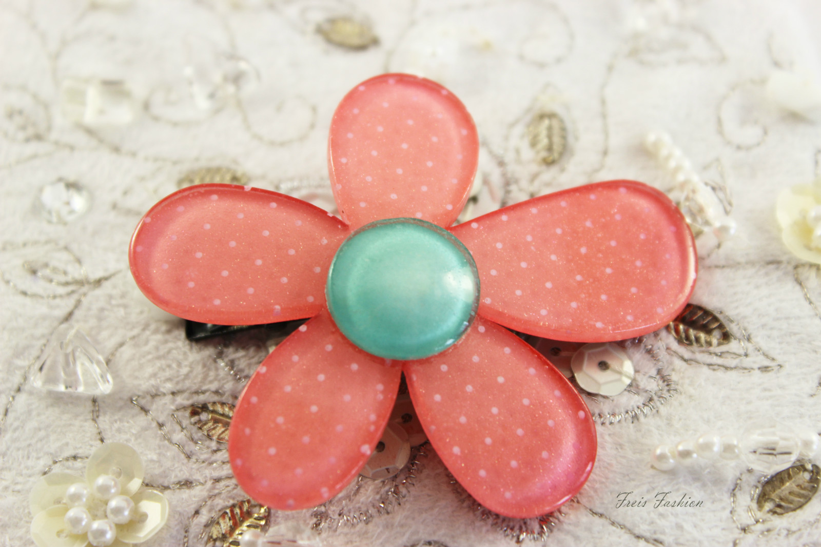 Damen-Haarspange Mit Emaille & Strasssteinen – Rotes Blumen-Design, Ca. 8,5 Cm – Für Abend & Besondere Anlässe