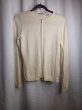Madison Studio Sweater S Women Long Sleeve Zip Front Silk Blend Beige
