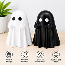 Funny Middle Finger Ghost Statue Halloween Tabletop Decor Figurine US